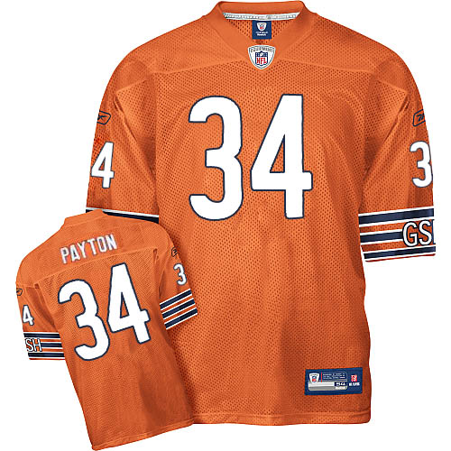 Youth Authentic Walter Payton Reebok Jersey Orange Alternate - #34 Throwback NFL Chicago Bears